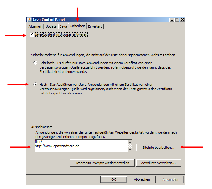 Java Control Panel